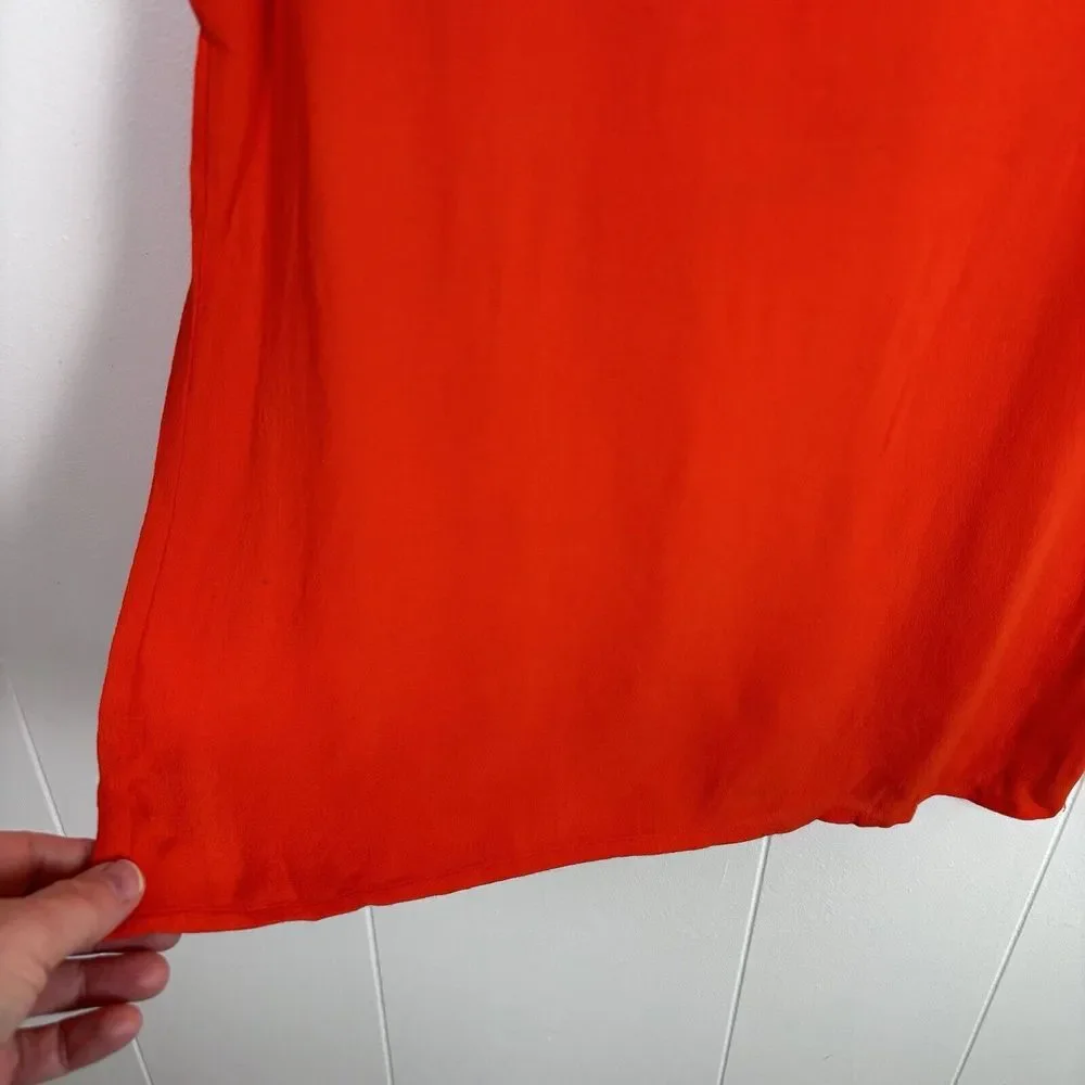 Roberta Biagi Vermillion Orange Cap‎ Sleeve Top With Rhinestone Embellishment